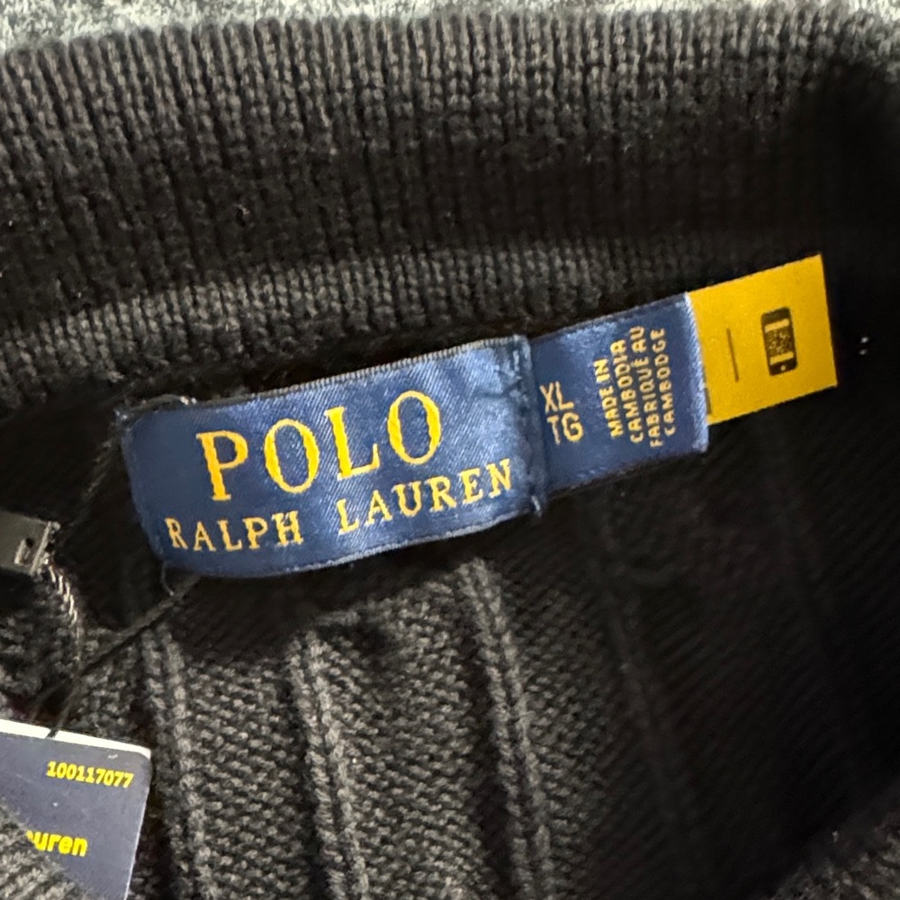 Polo By Ralph Lauren Black Cable Knit Polo - image 2